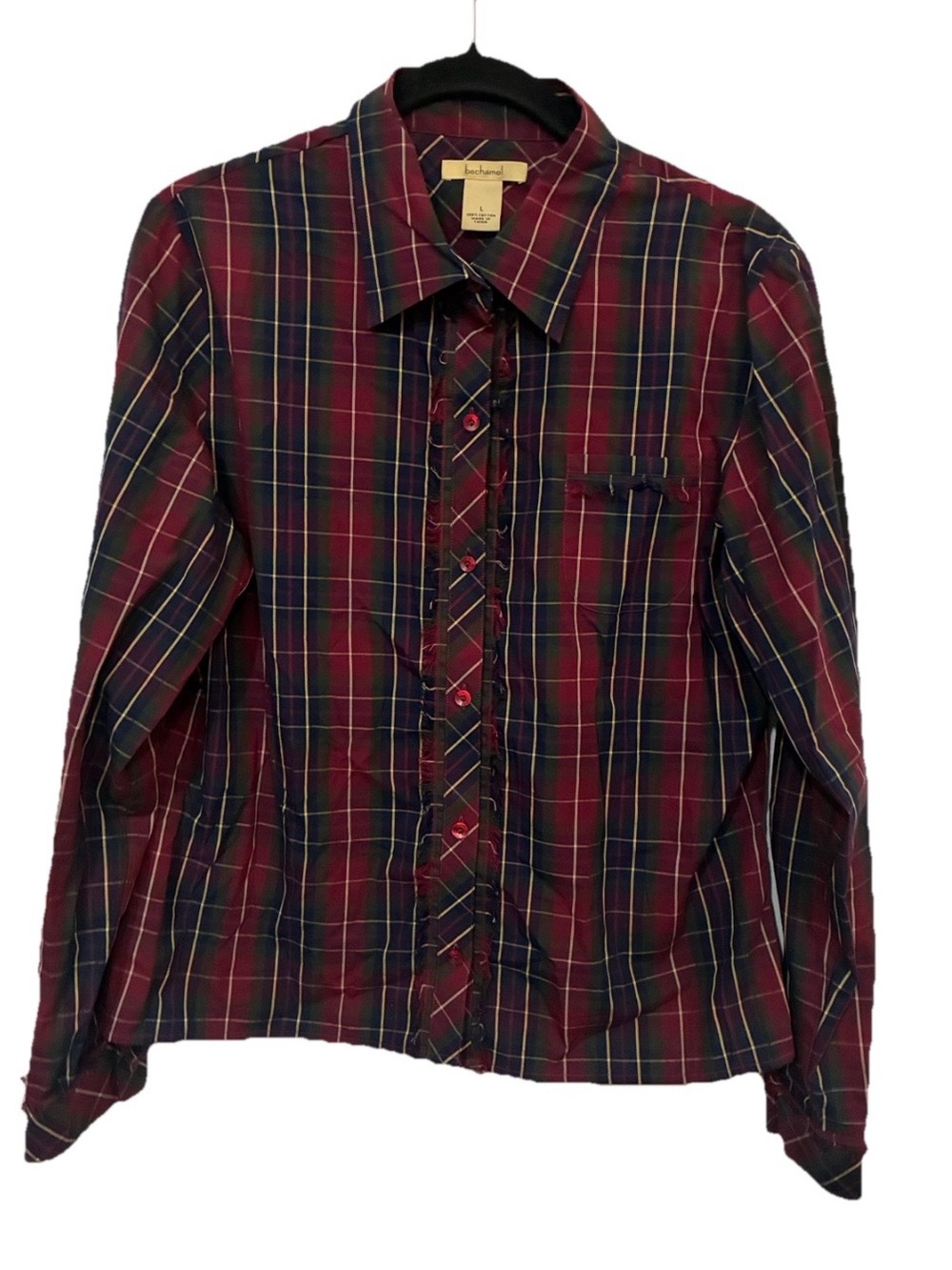 Bechamel Red Navy Plaid Button-Down Shirt